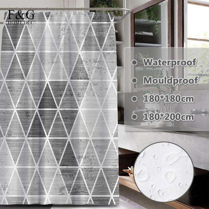 Bathroom Waterproof Shower Curtain PEVA Triangle Bathroom Curtains