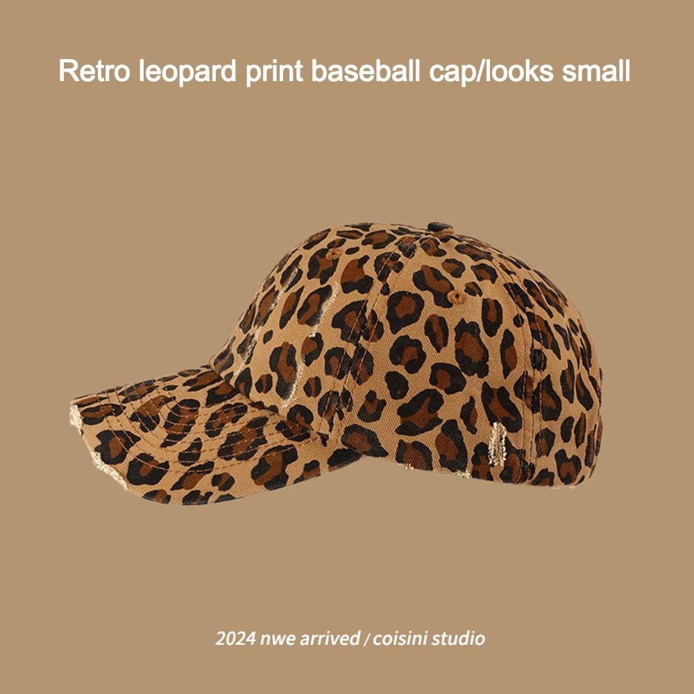 Retro Distressed Leopard Print Baseball Hat Sunscreen Sun Hat Trendy Cool Baseball Caps  Women