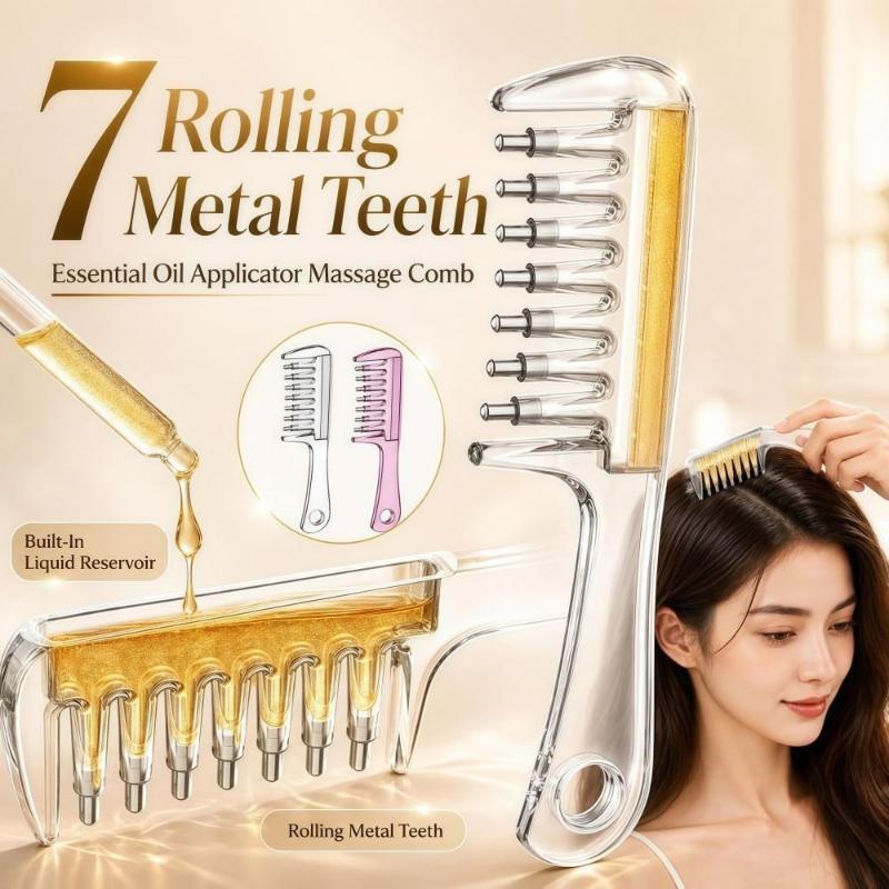 Unisex Essential Oil Massage Comb with Built-In Liquid Reservoir Anti-Leak Hair Care Massager for Daily Home Use