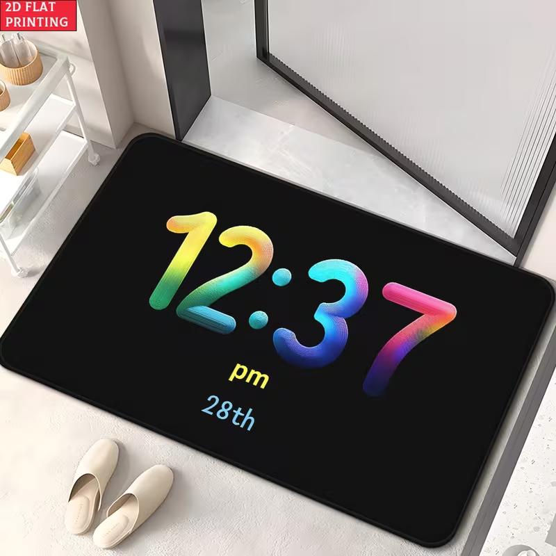 

Modern Digital Clock Door Mat with Temperature Function Bedroom Kitchen Bathroom Entrance Home Decoration Mat Design Carpets 50X80cm