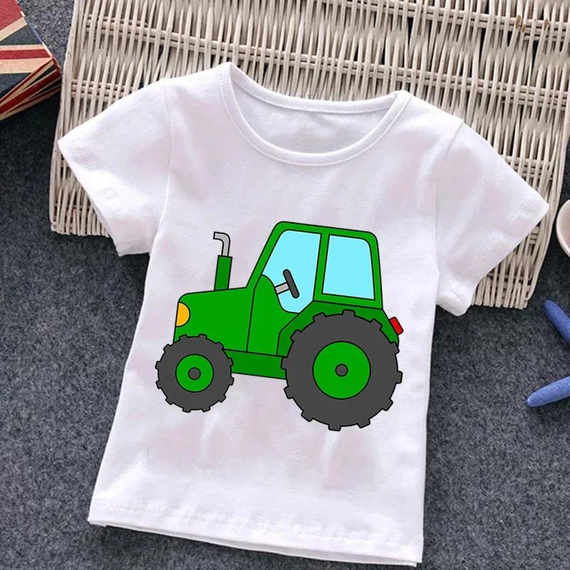 Firetruck Firefighter Kids Clothes Short-sleeved T-shirts Children Sweatshirt Cartoon Cartoon Car Excavator Boys Girls Clothing