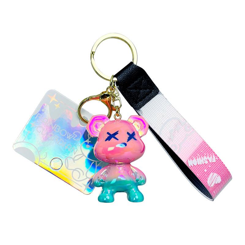 Acrylic Cartoon Graffiti Bear Key Chain Creative Doll Women Bag Pendant Jewelry Cute Mobile Phone Car Keychain Xmas Birth Gift