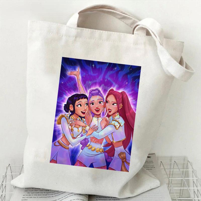 Kpop Witch Hunters Printed Canvas Bag Large Capacity Women's Daily Shopping Bag KTB