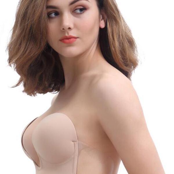 Strapless Silicone Deep U Bra Self-adhesive Gel Sticky Invisible Bra Bra Backless Dress Nude Bra