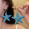 Bohemia Style Starfish Metal Stud Earrings Ear Pendant Iron Material Starfish Dangle Earrings Star Ocean Theme