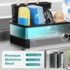 Self-draining Sponge Drain Rack Stainless Steel Sink Shelf Soap Sponge Holder  for Kitchen