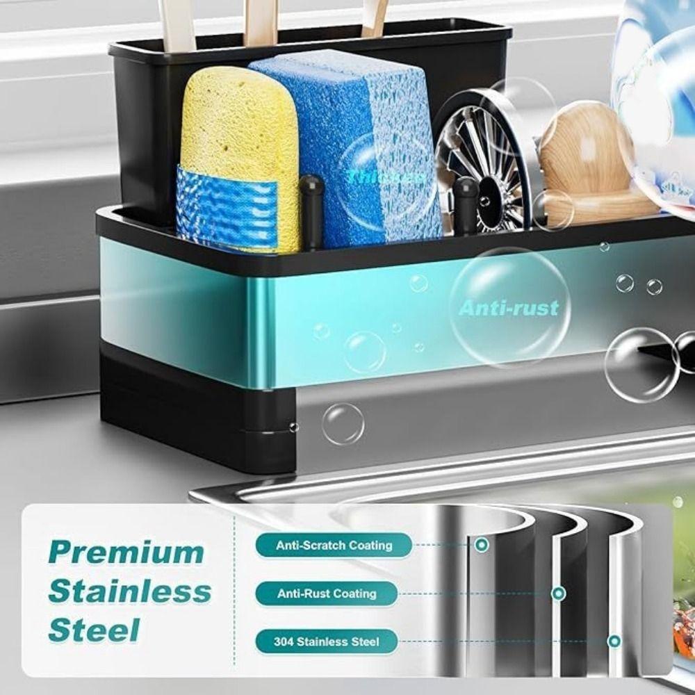 Self-draining Sponge Drain Rack Stainless Steel Sink Shelf Soap Sponge Holder  for Kitchen