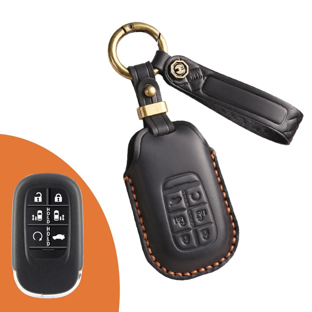 Retro Handmade Genuine Leather Key Cover for Honda Accord/Civic
