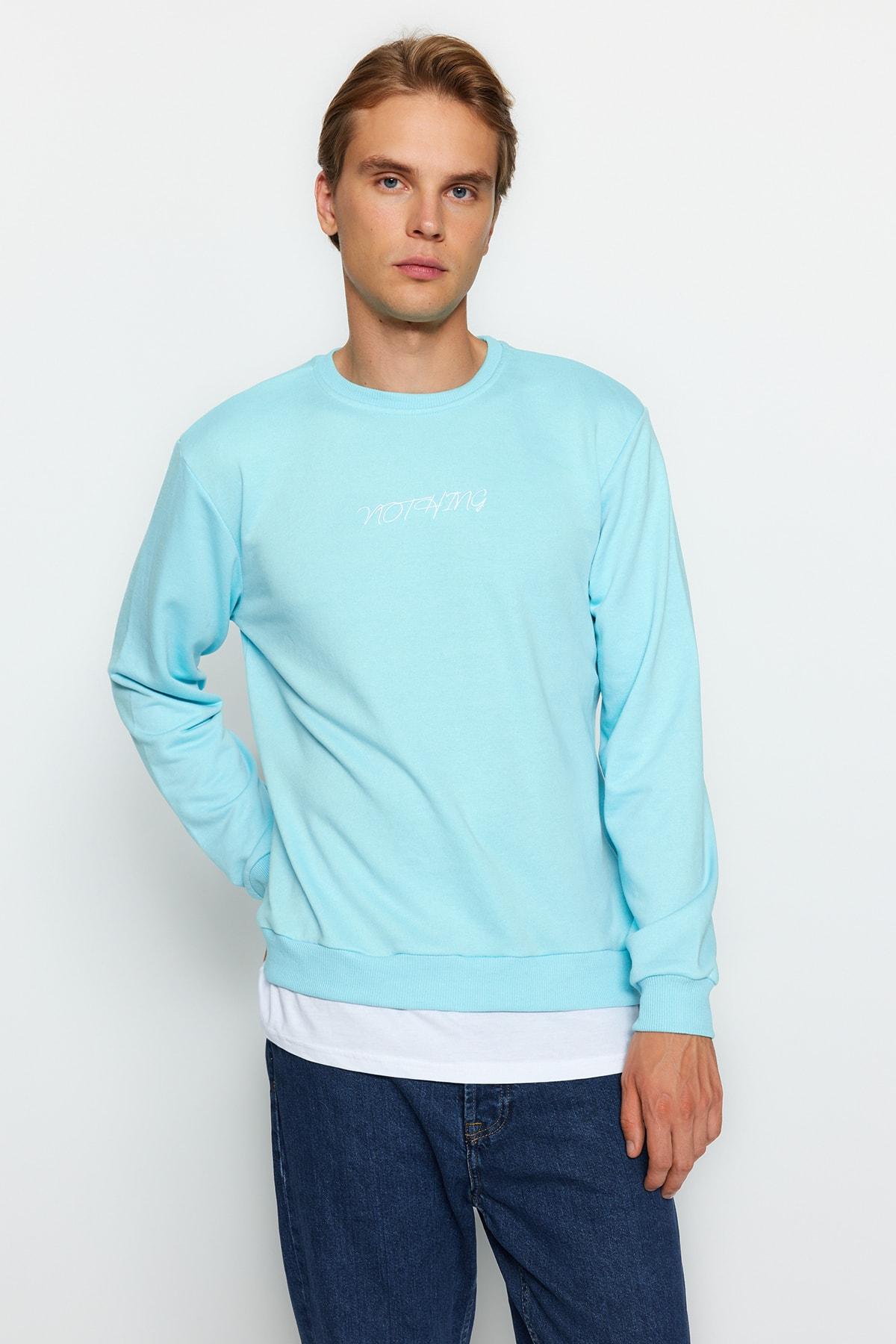 

Мятный мужской свитшот Regular Fit с круглым вырезом TMNAW22SW0632..