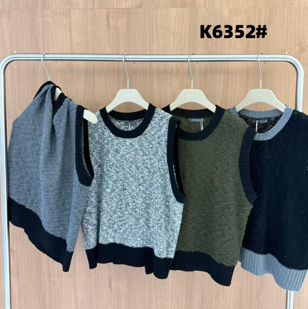 

Becabeau Женский свободный вязаный жилет большого размера в корейском стиле для весны Light Gray Mixed Black and White