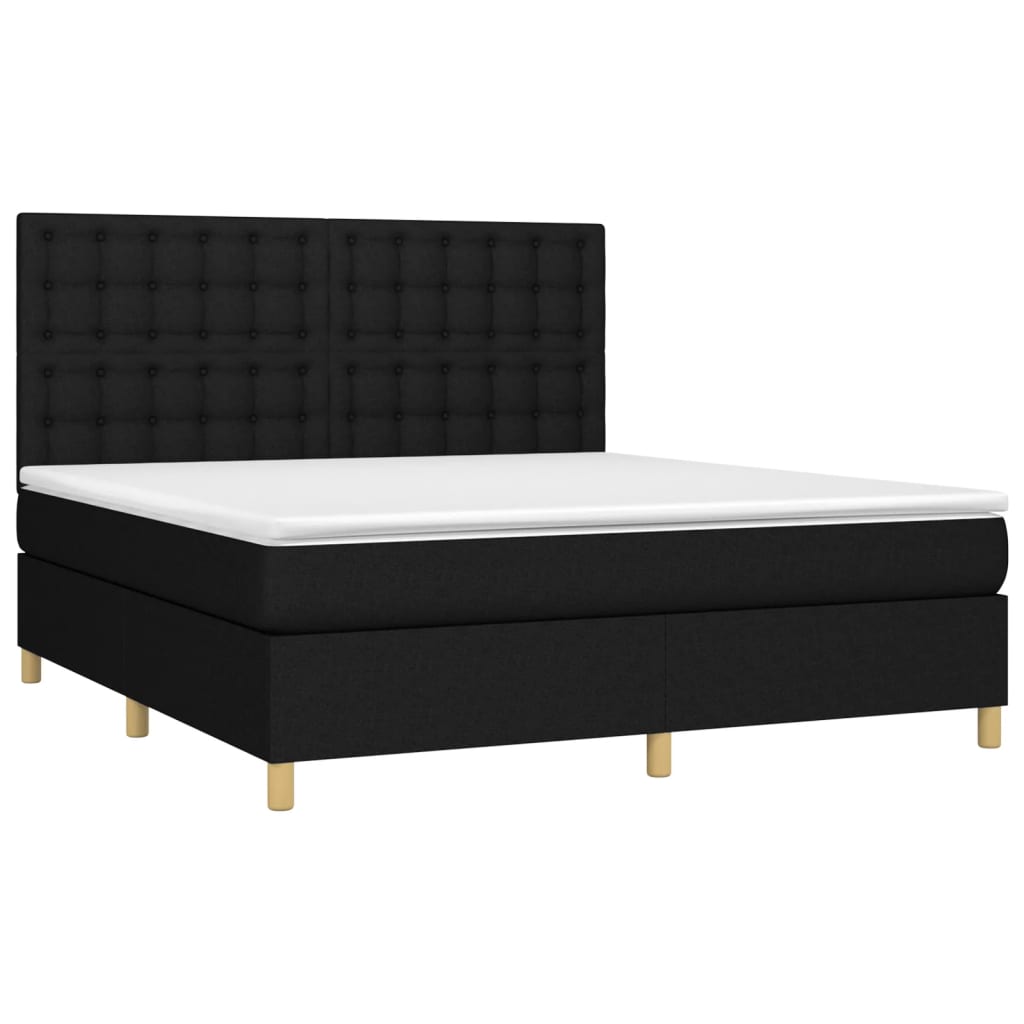 Vidaxl Continental Bed with Mattress, Black, Fabric 180X200 Cm