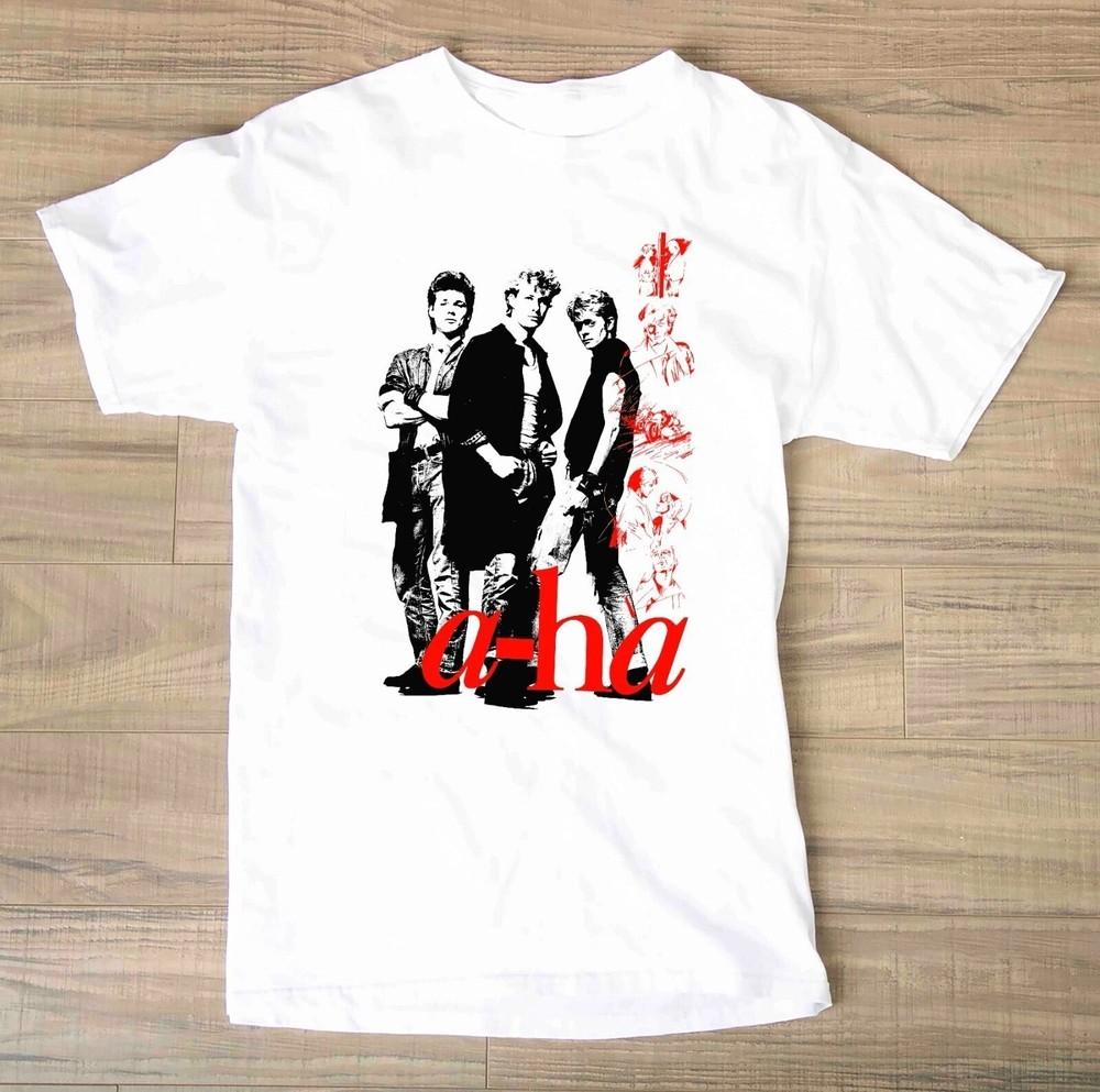 VTG NEW A-Ha band Short Sleeve Cotton wHITE All Size T-Shirt Unisex T-Shirt S