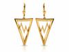 Women's 585 Gold Earrings, Hanging Triangles, Large, Impressive, Fashionable for Her