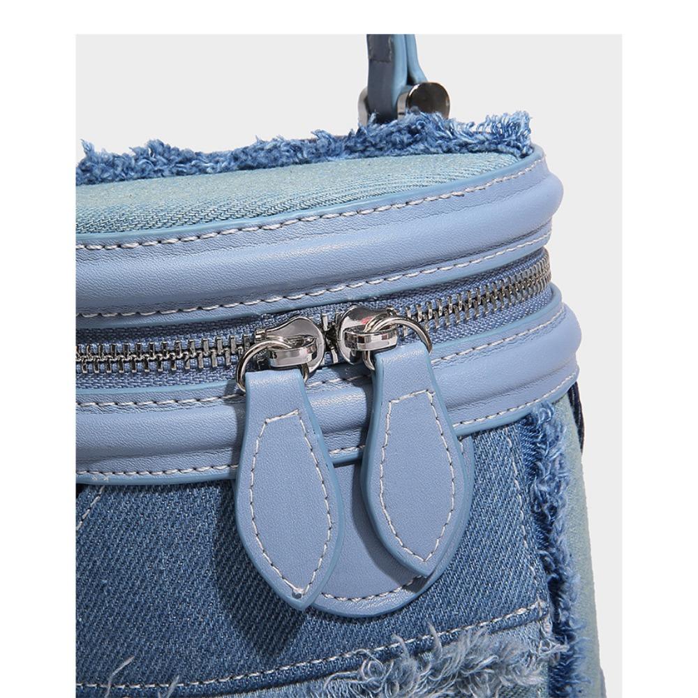 Niche Design Denim Splicing Foreign Gas Bucket Bag 2 Versatile Portable Messenger Small Bag