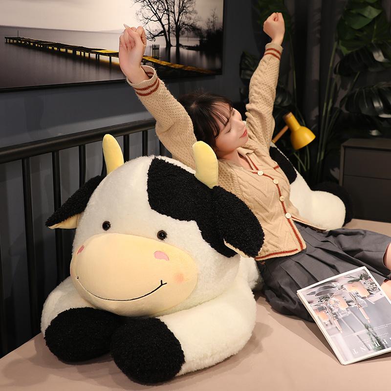 90/110CM Lovely Milk Cow Plush Toys Cartoon Stuffed Animal Cattle Dolls Sleeping Pillow for Girls Birthday Gifts