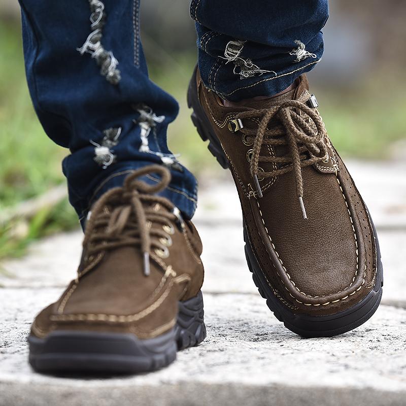 High Quality Men's Handmade Leather Casual Shoes Comfortable Sneakers