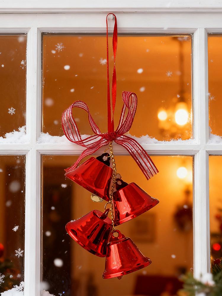 Bell Ornaments for Christmas Tree Hangable Jingle Pendants with Bow Chime Bell Pendant Bells for Wedding Party Xmas