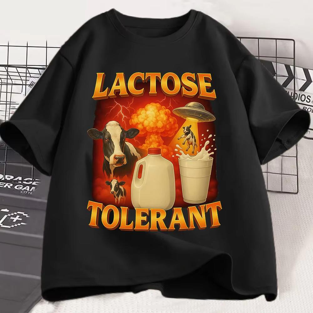 Camiseta GrFica Resistente A La Lactosa Feunisexina Retro Moda Camiseta De Unisexga Corta Y Camiseta De Leche S