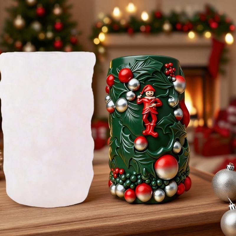 Clown Embossed Cylindrical Silicone Mold Holiday Candle Silicone Mould For Epoxy Resin Art Handmade Candle Soap Making