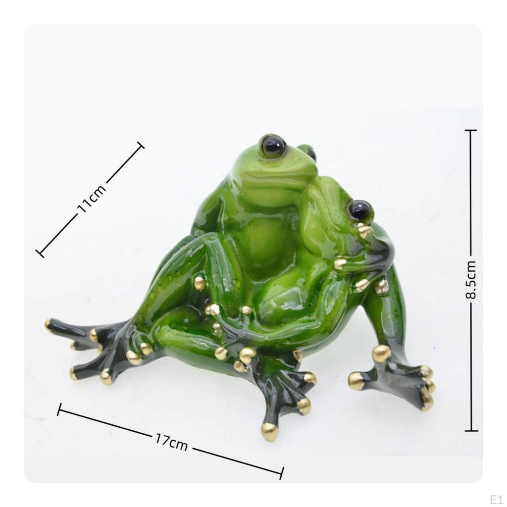 Kissing Frog Couple Figurine Creative Gift Frogs HandPainted Statue for