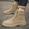 Fashion Leather Men's Casual Boots Designer High Top Non-slip Ankle Boots Outdoor Winter Shoes High Quanlity Black Men Work Boot