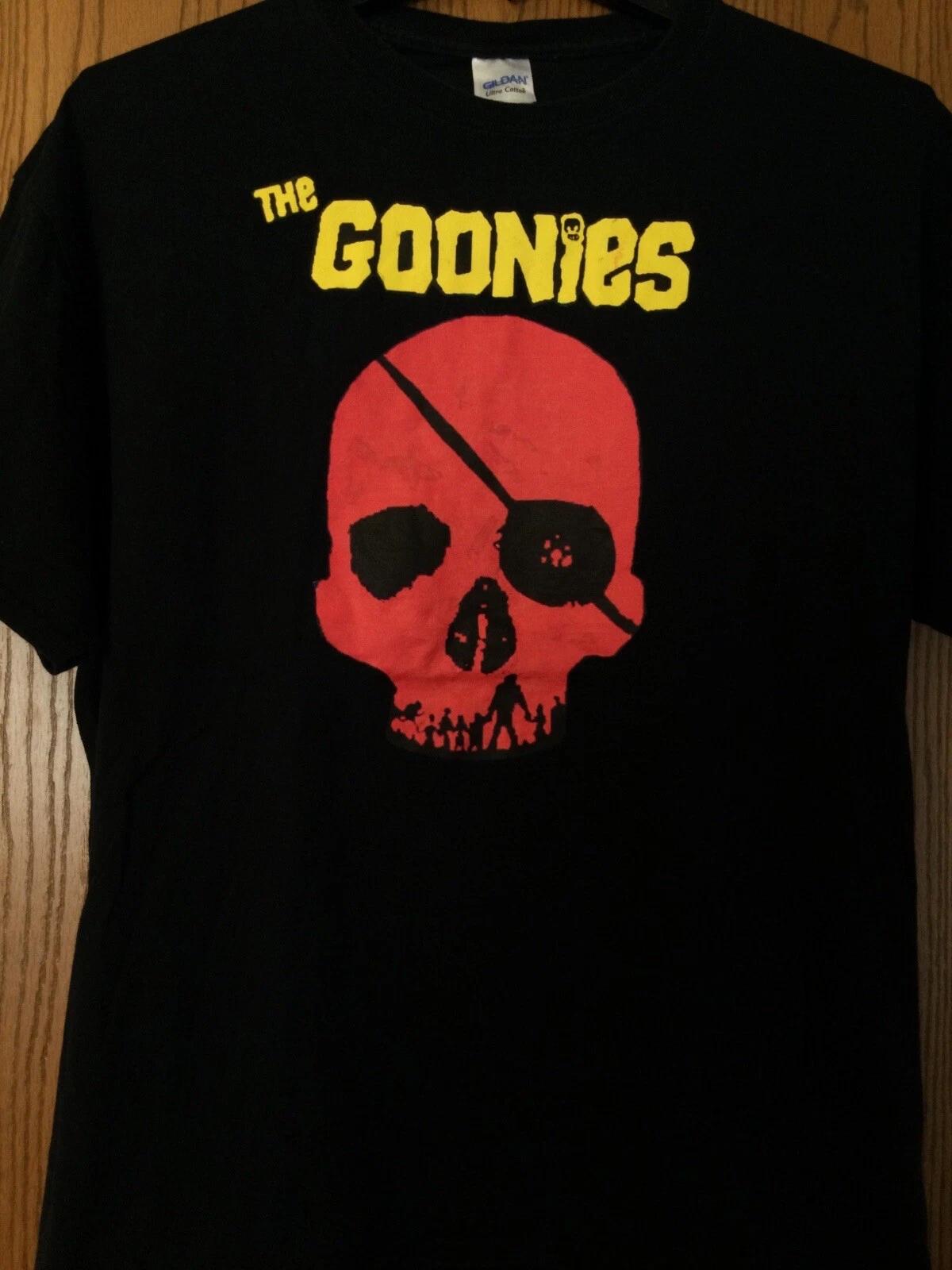 The Goonies - Black Shirt With Red Skull Image - XL S
