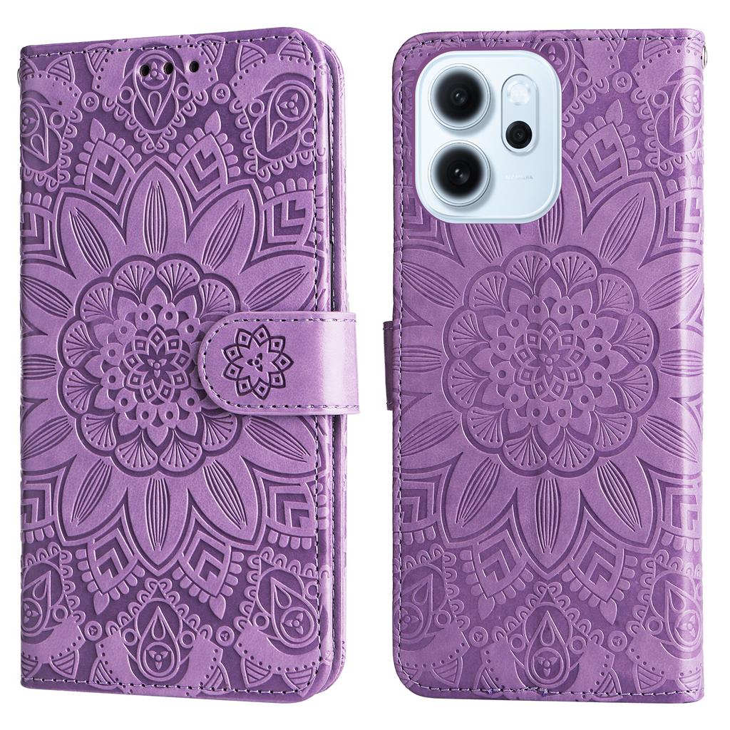 For Oppo Reno15 F 5G Case Sunflower Imprint Leather Wallet Phone Cover