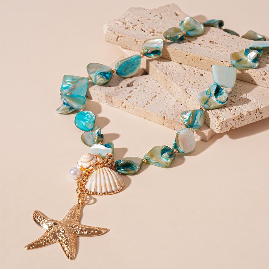Seaside Vacation Wind Starfish Ocean Series Silver Needle Earrings Summer Personality Temperament Necklace Bracelet Earrings
