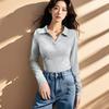 Lapel Design Simple and Versatile Long-sleeved Shirt New Style Shirt for Women