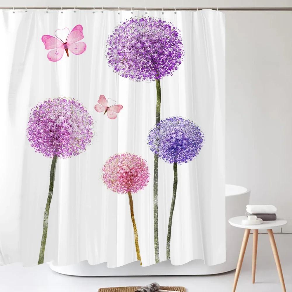 

Одуванчик Натуральные Цветы Шторки для душа Водонепроницаемая Занавеска для ванной Занавеска для ванны Высокое качество С крючками Шторка для душа W90xH180cm