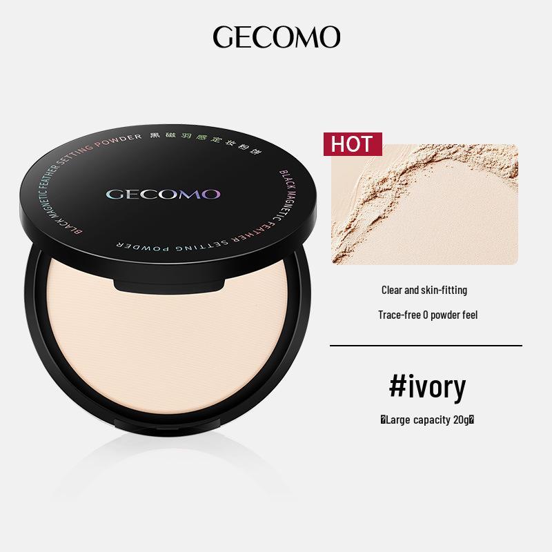 GECOMO Magnetic Feather Setting Powder Foundation: Long-lasting Brightening Concealer for Even Skin Tone and Dullness. 20g