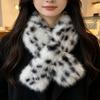 Crossover Pull Through Scarf Leopard Print Winter Neck Warmer New Plush Neck Scarf  Daily Outfits