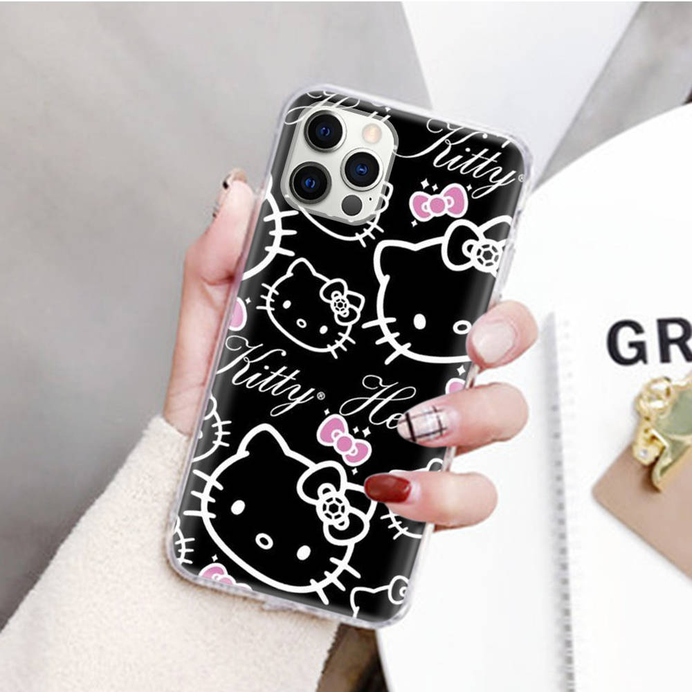 JZ23 Hello Kitty Transparent Case for Samsung A04 A14 A23 M33 M53 Realme 10 9 C35 C55 VIVO Y02 X80 Infinix Hot 30 Note 11 Tecno Spark 8P Pro