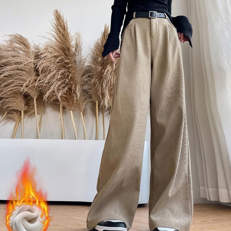 Corduroy Suit Pants for Women In Spring and Autumn New High-waisted Slimming Draped Straight-leg Pants Casual High-end Narrow Wide-leg Pants