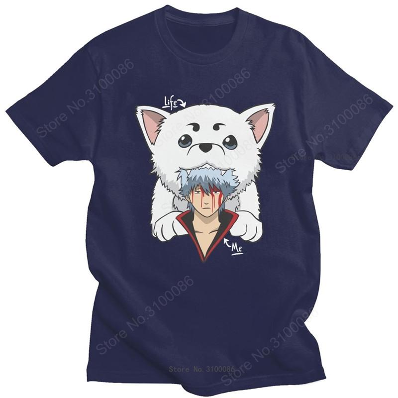 Kawaii Gintama Gintoki Sakata T Shirt for Women Short Sleeve Sadaharu T-shirt Graphic T-shirt Cotton Anime Manga Tee Tops Merch