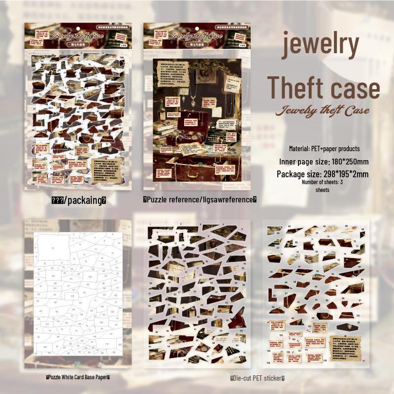 Mousse Detective PET Stickers: 3-Sheet White Ink Puzzle DIY Theme