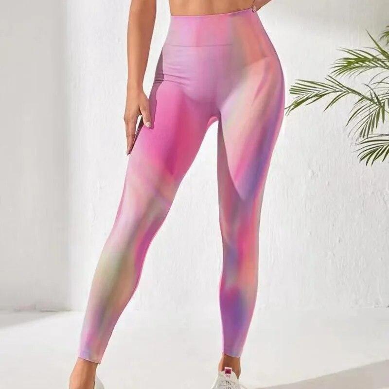 2024 Gradienten Yoga Sport Fitness Leggings Mujer Gym Frauen Hüfte Heben Hosen Eng Anliegende Hohe Taille Nahtlose Kleidung 30686