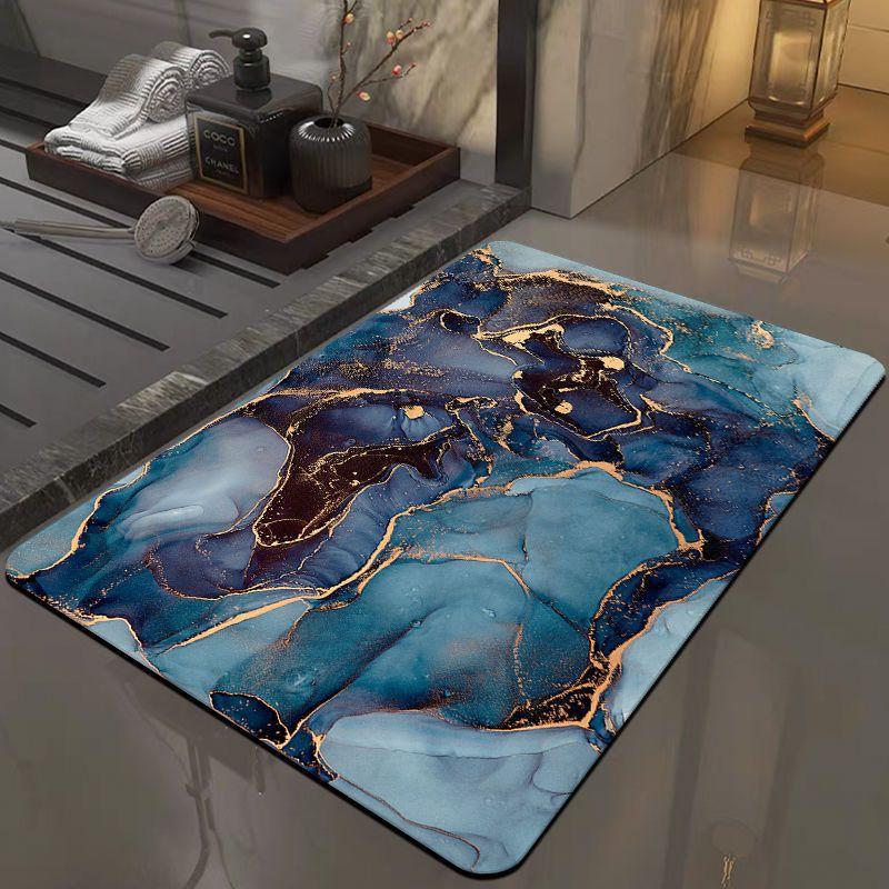 1pc Modern Marble Printed Diatom Mud Carpet Absorbent Quick-drying Bathtub Mat Doorway Decorative Entrance Bathroom Accessories