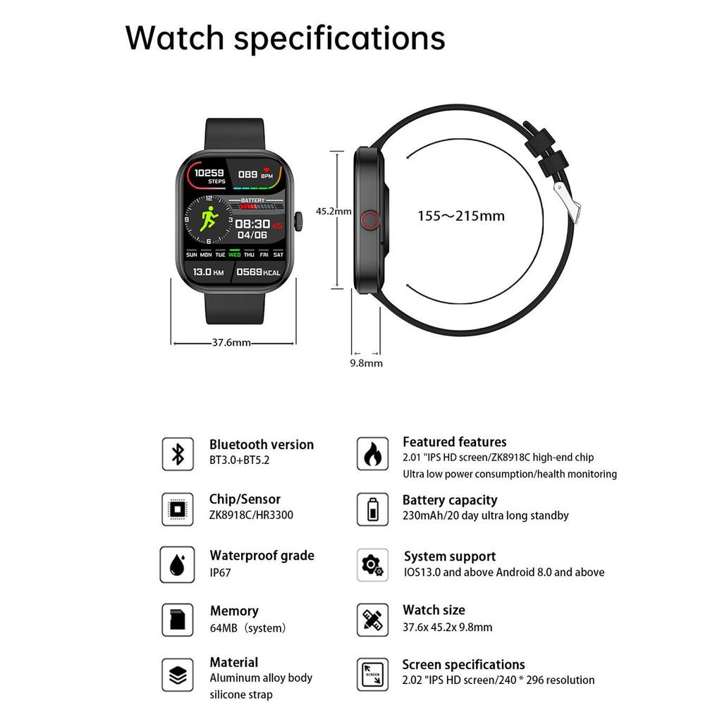 Smartwatch für Männer und Frauen, Geschenk, Voll-Touchscreen, Sport-Fitness-Uhren, Bluetooth-Anrufe, digitale Smartwatch