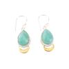 Amazonite Gemstone 925 Solid Silver Jewelry Handmade Earrings 1.5" Gift For Wife EE-162-30
