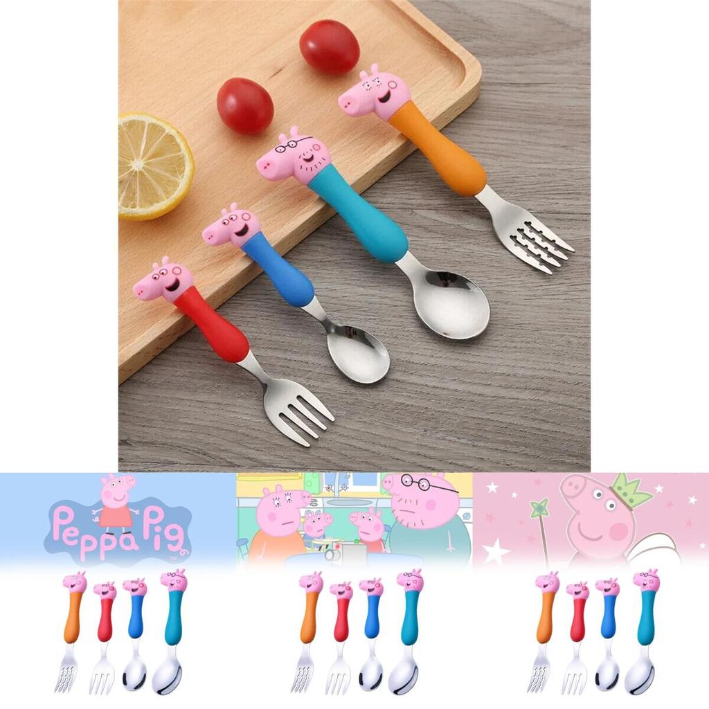 Peppa Pig Children's Cutlery Set Adorable Short Handle Forks And Spoons In Gift Box