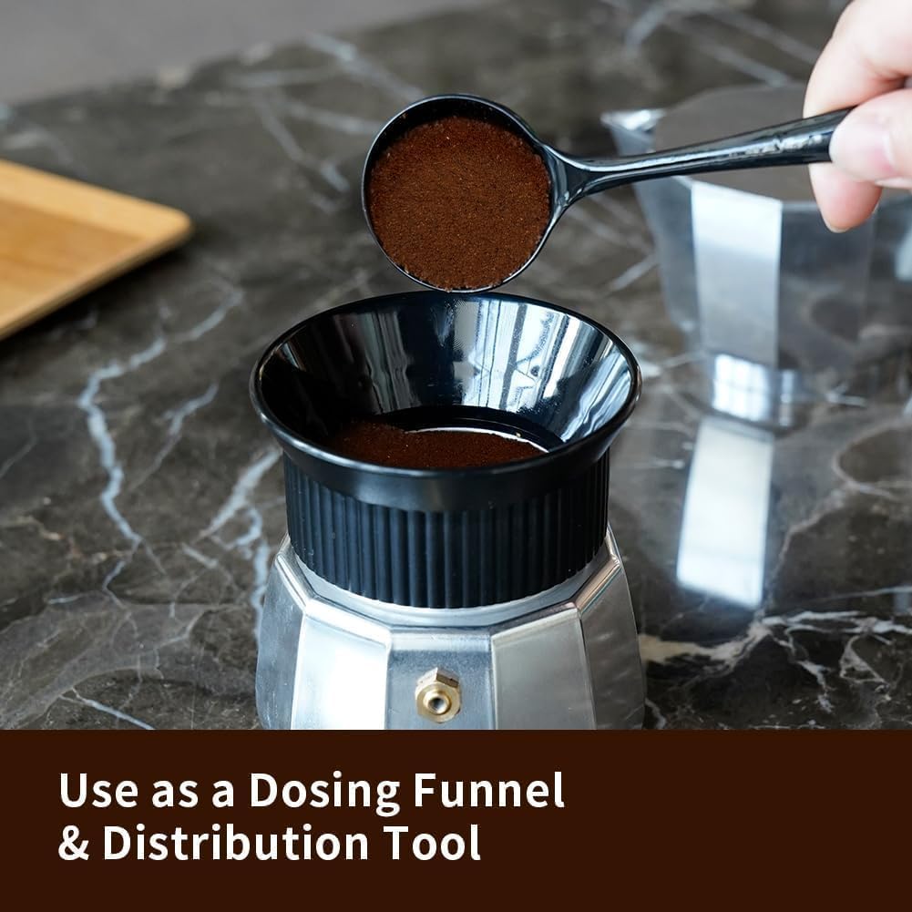 watchget Moka Pot Dojin Funnel 60mm Espresso Coffee Maker Distribution Tool Made in Italy Moka Express 6 Cups Black
