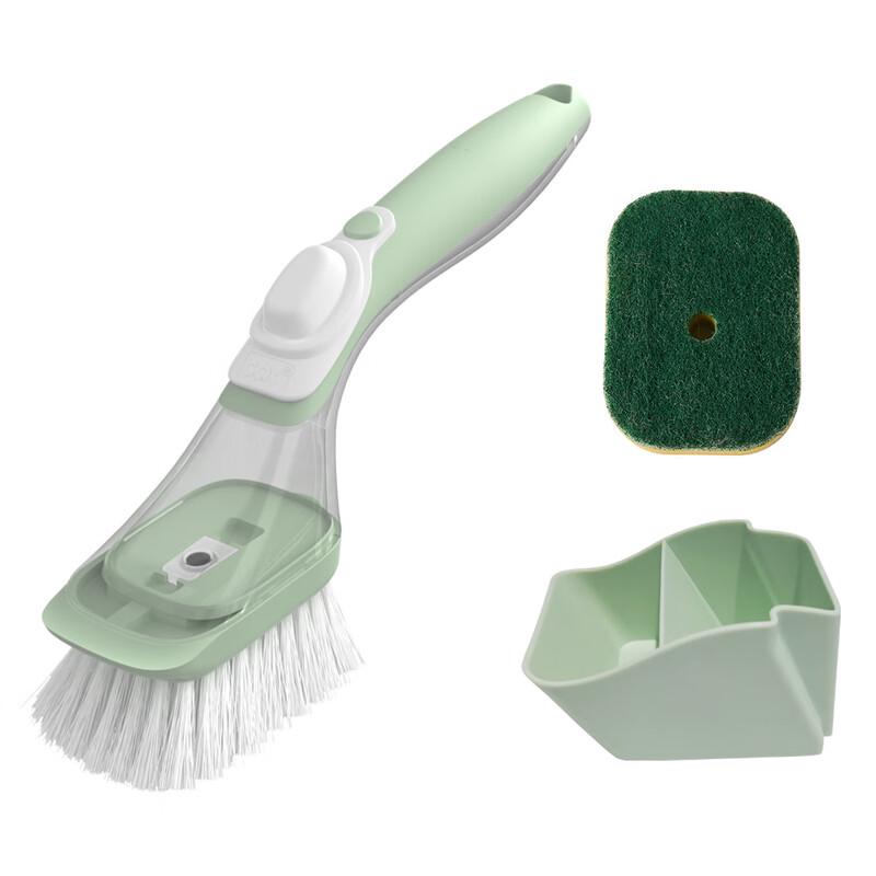 Long-Handle Liquid-Dispensing Kitchen Cleaning Brush Set