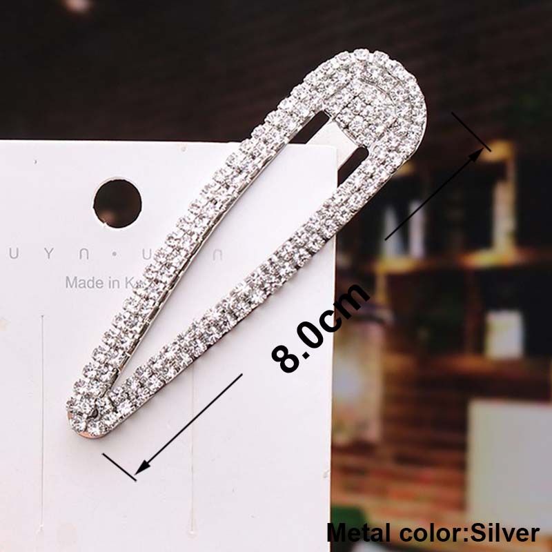Rhinestone Crystal Snap Hair Clip Women Girls Hairgrips Party Prom Hair Jewellery Simple Hairpin