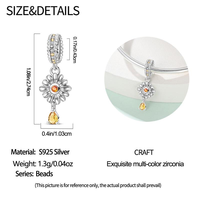 925 Sterling Silver Yellow Flower Sunflower Pendant House Owl Beads Slippers Bag Charms Beads Fit DIY Silver Bracelets Jewelry