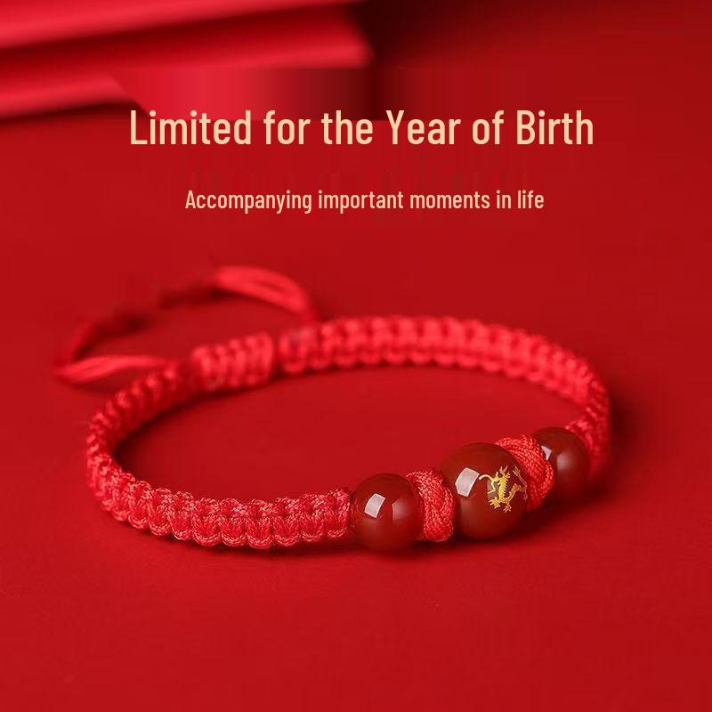 2025 Zodiac Red String Bracelet for Men & Women's Birth Year: Dragon, Horse, Rooster, Rat, Rabbit