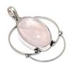 Rose Quartz Gemstone Handmade 925 Sterling Silver Jewelry Pendant 2.56" SU-11760
