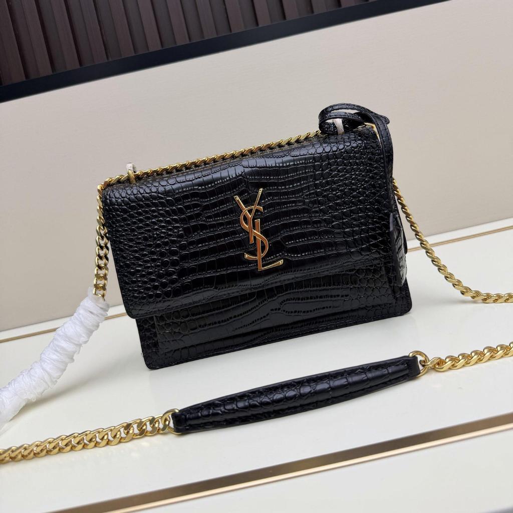 Yang Shulin 2026 Spring/Summer Women's Luxury Leather Crocodile Pattern Chain Shoulder Bag
