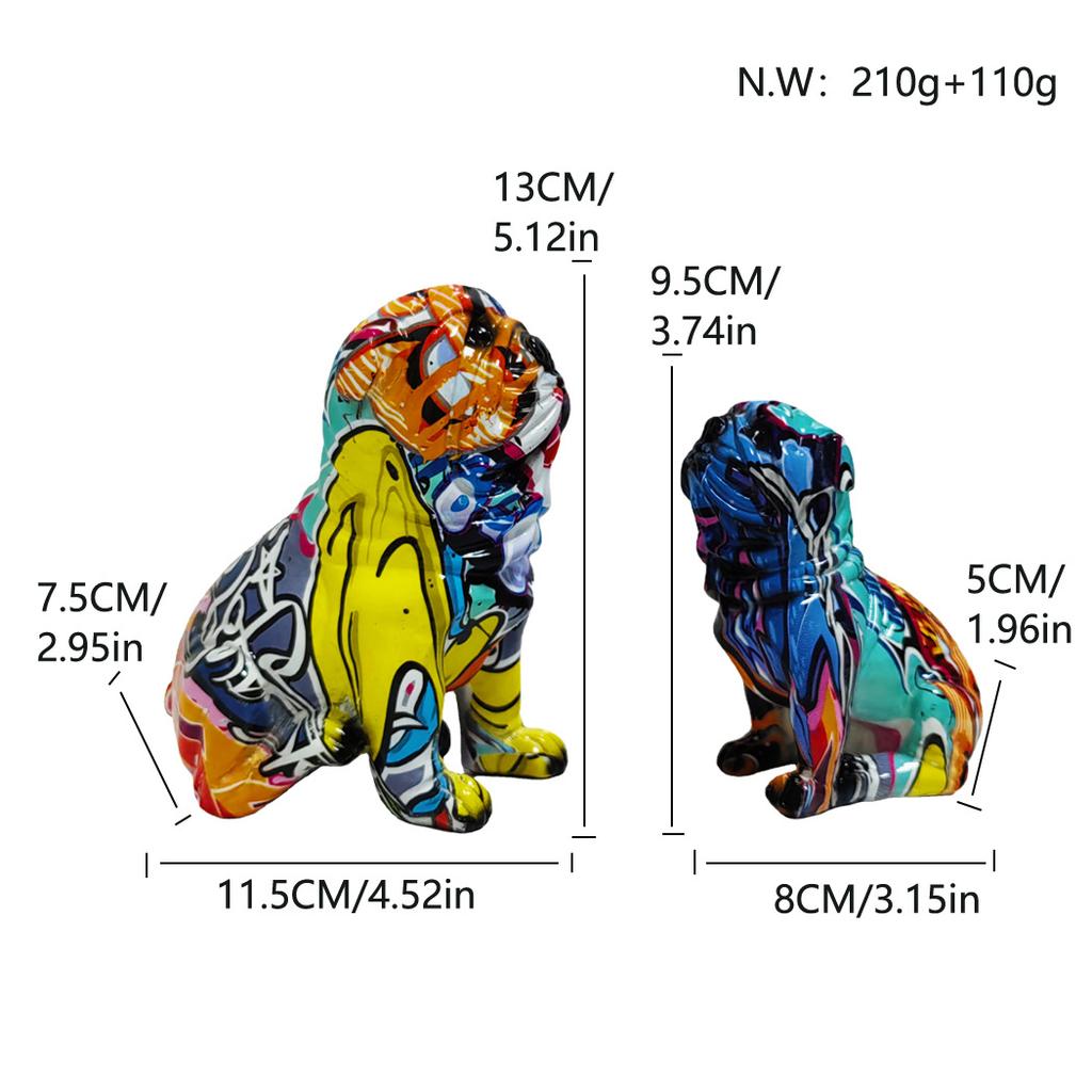 Colorful Sitting Top Posture Set of Two-eagle Dog Resin Crafts Home Use Living Room Decoration Porch Space-saving Ornaments