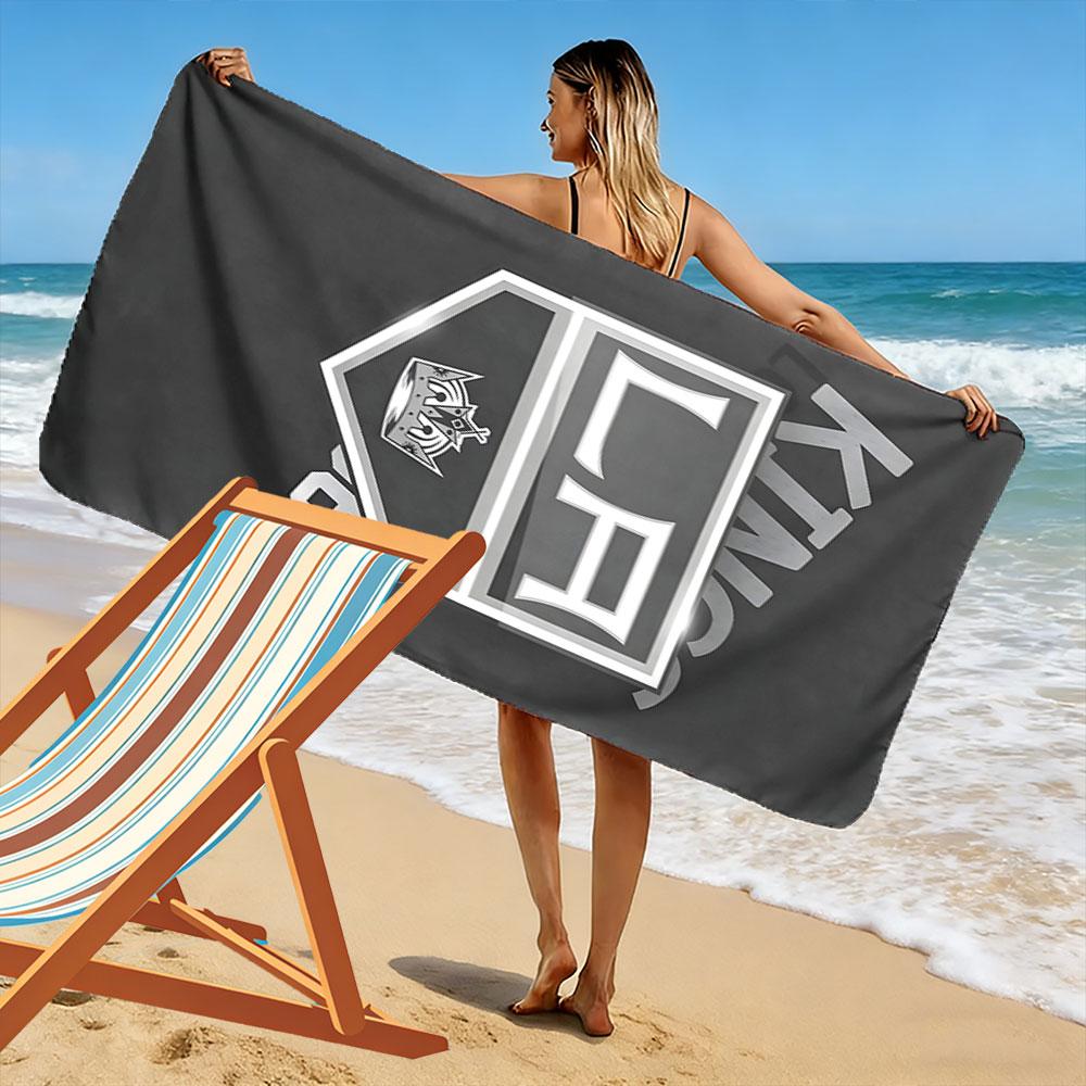 "LA Kings Logo with Crown Design" Patterned beach towel quick dry perfect for travel outdoor sports jogging the beach and swimming